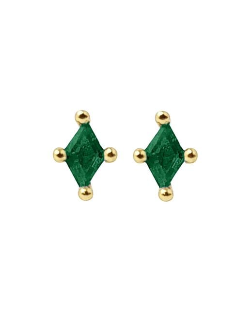 Harfi Green Tiny Emerald Stud May Birthstone Earrings