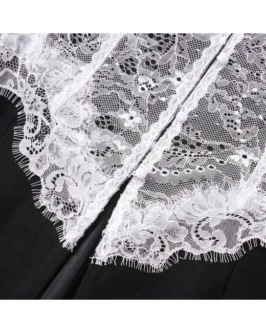 Modenaire Black Lace Corset Detail Blazer With Tailored Fit And Button Front