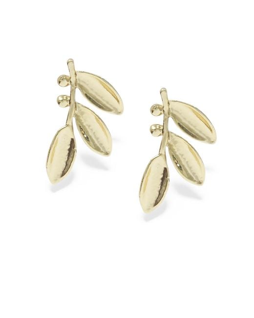 Maison De Gala Metallic Leaf Branch Statement Stud Earrings