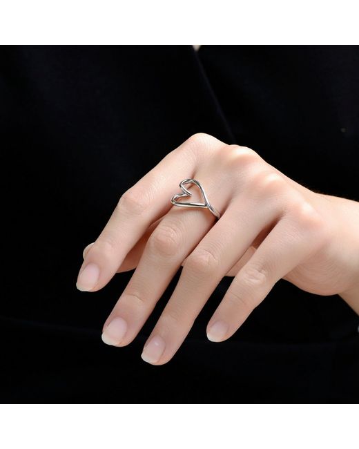Genevive Jewelry Metallic Plated Heart Design Adjustable Ring