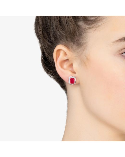 Latelita London Elena Gemstone Stud Earrings Pink Tourmaline Silver