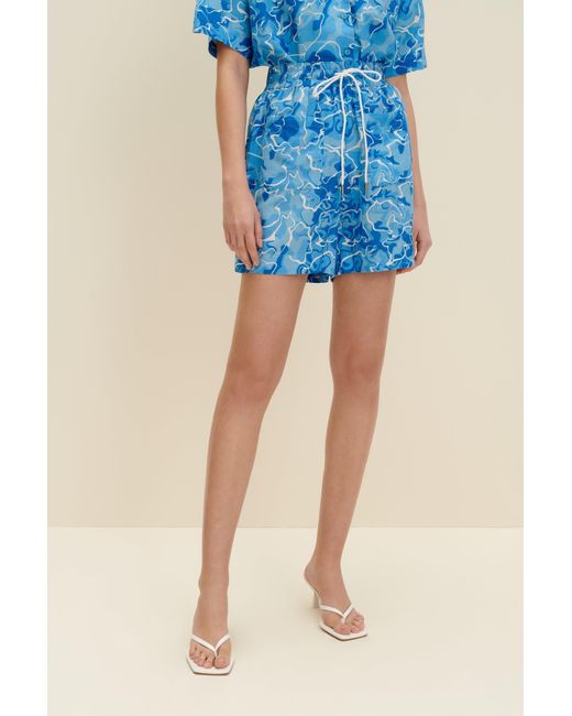 JAAF Blue High-rise Shorts In Pool Water Print