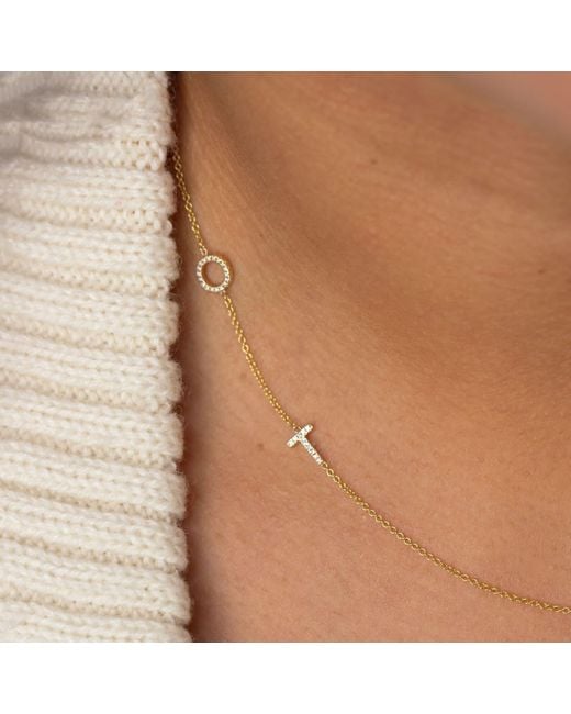 Maya Brenner Metallic 14K Asymmetrical Pavé Letter Necklace