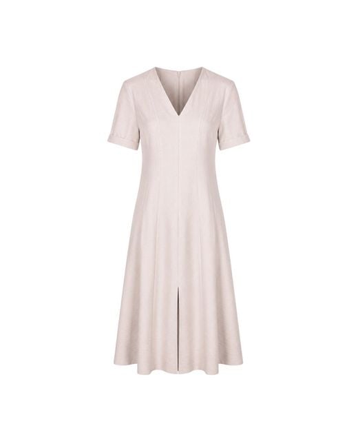 Oh!Zuza Pink Neutrals Echo Viscose Midi Dress Short Sleeve With Pockets