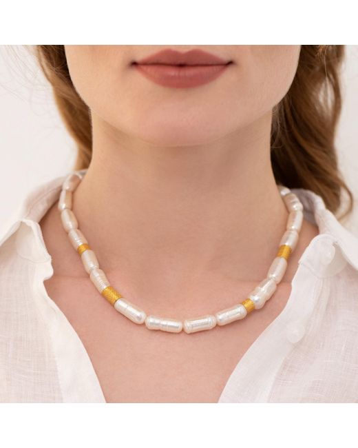 LINYA JEWELLERY Metallic Natural Baroque Pearl Necklace