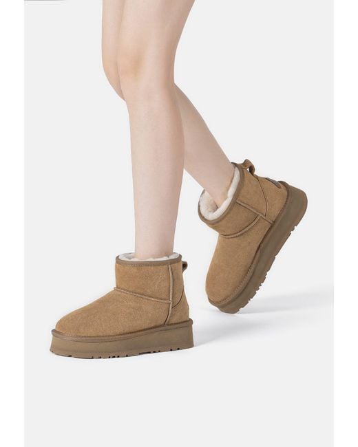EverAu Australia Brown Dusky Leather Platform Short Boots