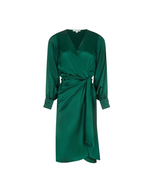 Urban Touch Green Long Sleeve Wrap Midi Dress