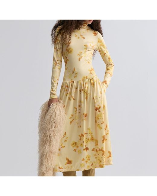 FRONT ROW SHOP Metallic Rosetta Stretch Jersey Dress