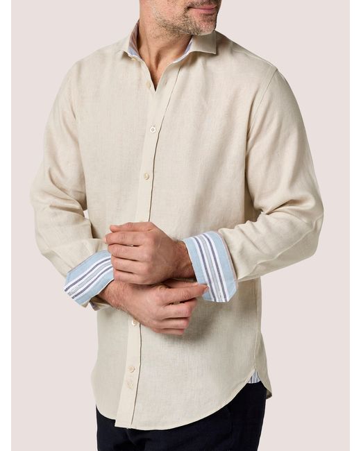 Koy Clothing White Neutrals Sand Linen Shirt for men