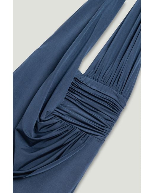 Nocturne Blue Draped Halter Neck Maxi Dress