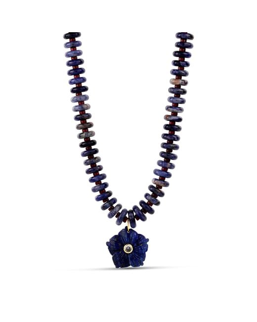 Hannah B. Jewelry Blue Midnight Hibiscus Gemstone Necklace