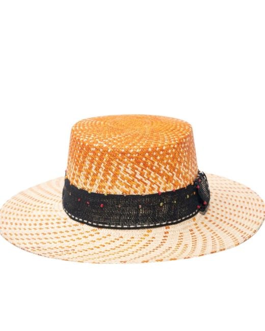 ORTUS Orange Neutrals Lulo Straw Boater Hat