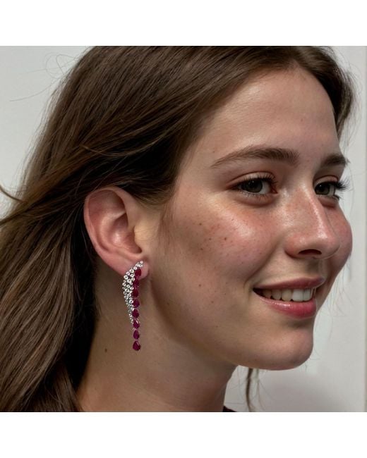 Latelita London Pink Baroness Gemstone Drop Earrings Ruby
