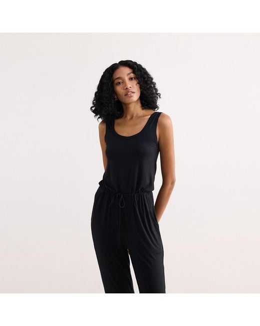 REISTOR Black Relaxed Drawstring Jumpsuit
