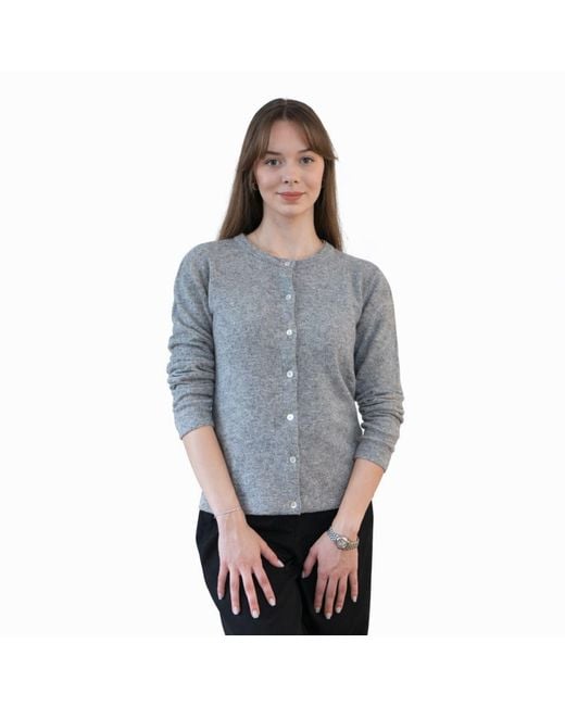 Nuvv Collection Blue Fine Knit Cardigan With Buttons Wool & Cashmere Blend Italian Yarn