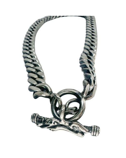 Tg-Jewellery by Tamara Gervasio Green Heavyweight Curb Chain Necklace With Celtic Crocodile T-Bar – Sterling for men