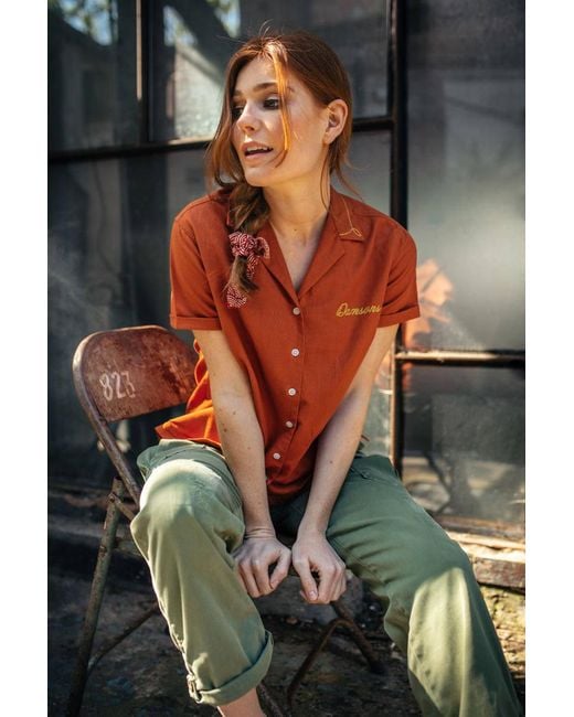 &SONS Trading Co Orange Damsons Double Bowling Shirt Burnt