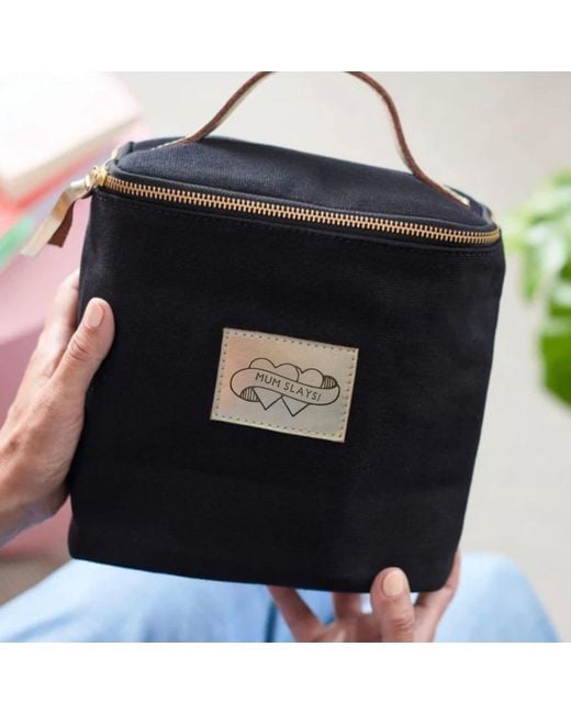 VIDA VIDA Black Mum Leather Trim Toiletry Bag