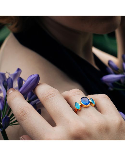 GEM BAZAAR Blue Eyes Ring
