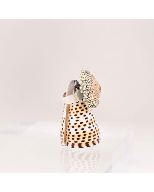 Oana Savu Pink Beaded Sea Shell Ring Ocean Inspired Jewelry
