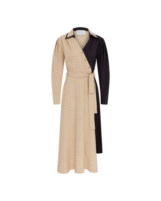 NAZLI CEREN Natural Sava Asymmetric-Hem Midi Dress