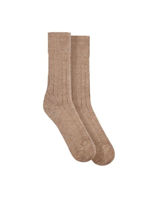 Paul James Knitwear Brown Alpaca Kenilworth Lounge Socks