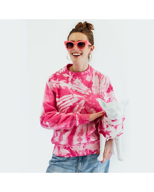 Zenzee Pink Barbie Bubblegum Tie Dye Reconstructed Sweatshirt