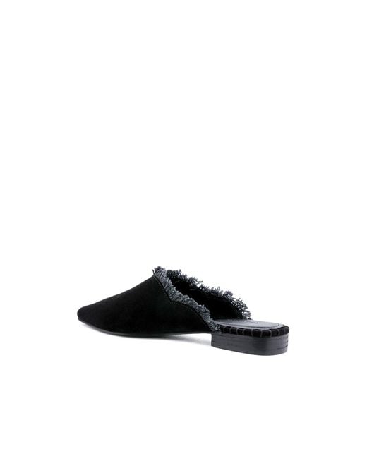 Rag & Co Black Molly Frayed Leather Mules