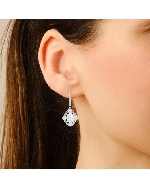 Kylie Harper White Vintage Filigree Diamond Cz Leverback Earrings