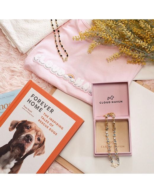 Cloud Haven Metallic Heart Crystal Logo Necklace