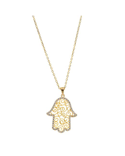 Ebru Jewelry Metallic Soul Journey Hamsa & Diamond Necklace