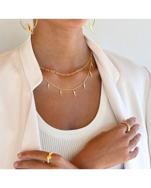 Linda Fiore Metallic Horn Necklace Vermeil