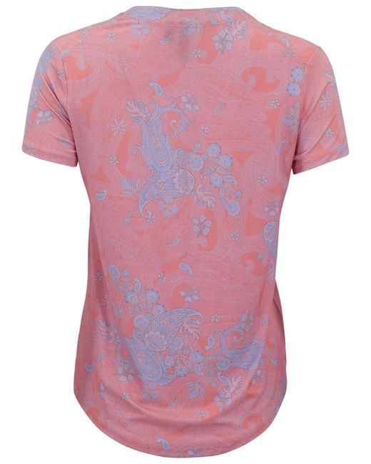 Lords of Harlech Pink Victoria Paisley Explosion Coral V-Neck Printed Top