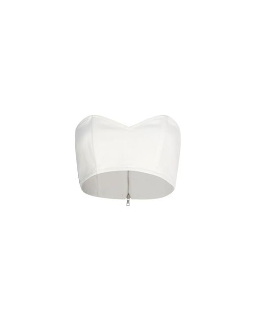 Circular Path White Strapless Denim Crop Top