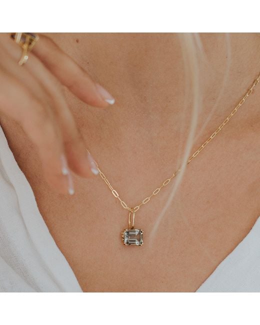 Dainty London Green Solid Large Quartz Necklace