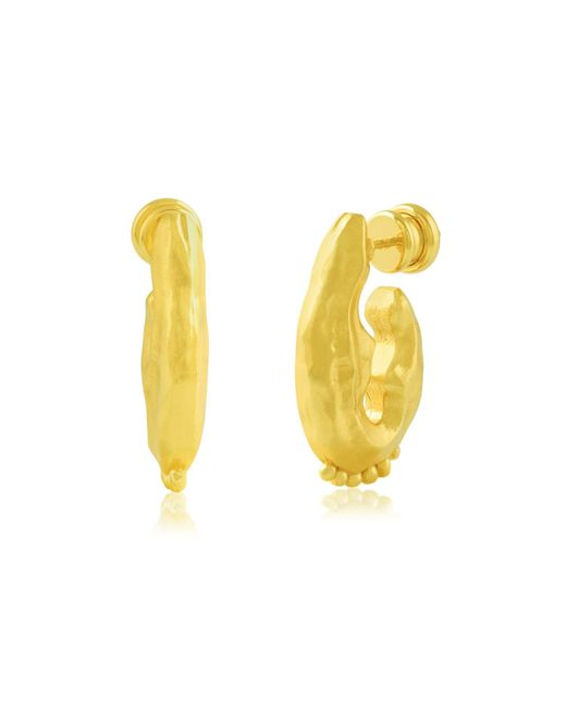 Arvino Yellow Textured Hanging Rawa Earrings
