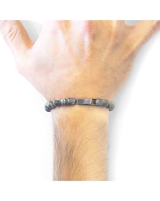 Anchor and Crew Gray Jasper Nachi & Stone Beaded Bracelet for men