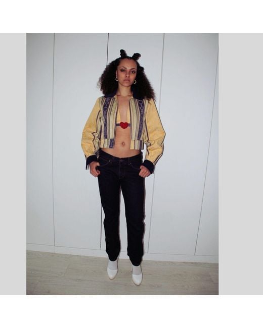 Couture to Your Door Metallic Neutrals Upcycled Cropped Top