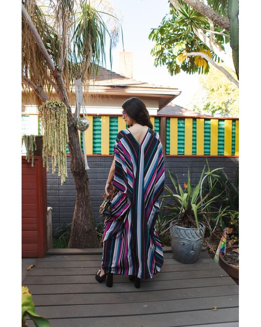 Jennafer Grace Black Raspberry Stripe Caftan Kaftan Dress