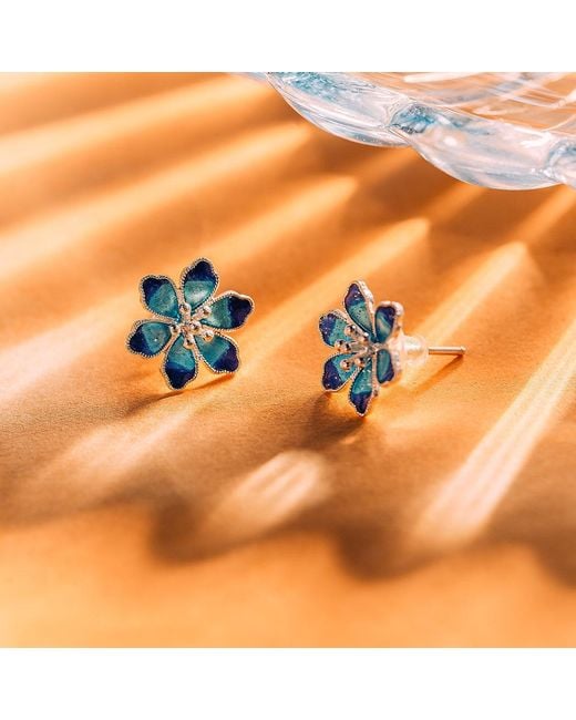 Far East Jewelry Blue Handcrafted & Enamel Spring Fairy Earrings