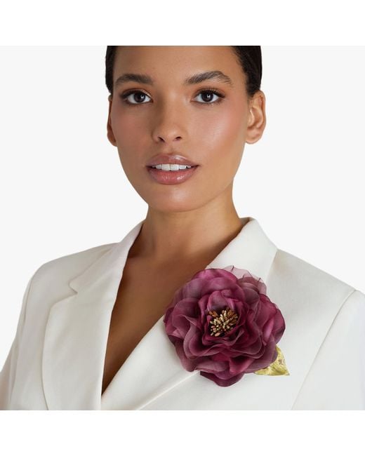 Helena Simon Pink The Mauve Open Rose Floral Brooch