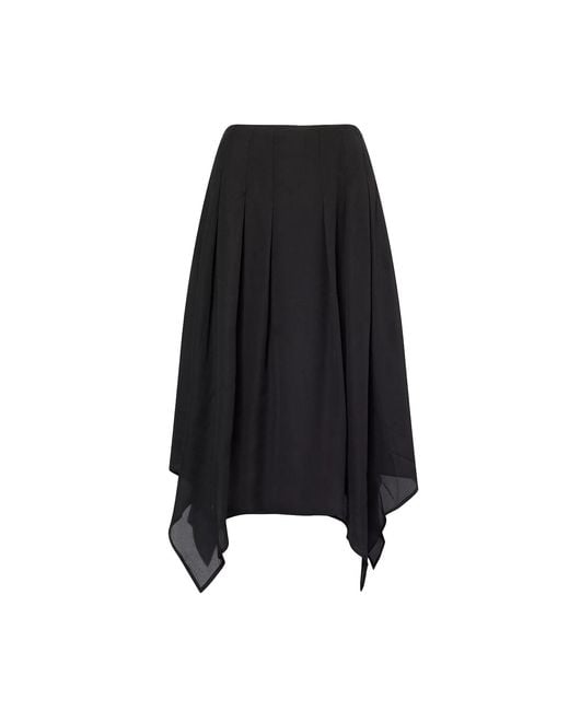 Amy Lynn Black Tilda Asymmetric Chiffon Midi Skirt