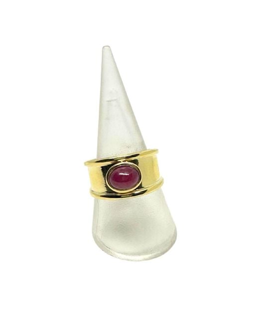 Tg-Jewellery by Tamara Gervasio Yellow Ruby Cabochon Ring Handmade