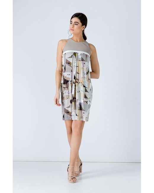 Conquista Natural Neutrals A Line Print Dress