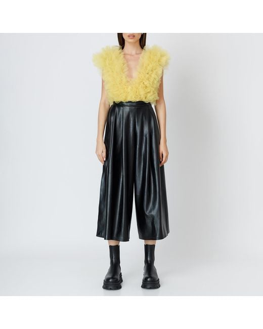 LIA ARAM Yellow Signature Lemon Ruffled Tulle Bodysuit