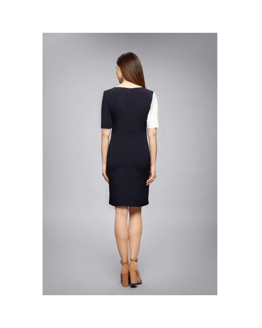 Rumour London Blue Francesca Midnight Dress With Keyhole Tab Neckline And Cream Silk Detail