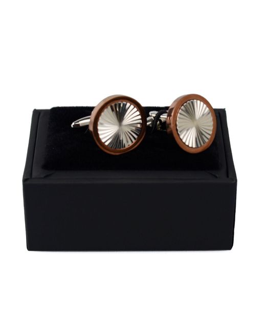DAVID WEJ Brown Rose Circle Wheel Cufflinks for men