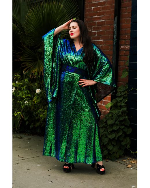 Byvinnik Green Bohémienne Sequin Kimono Robe