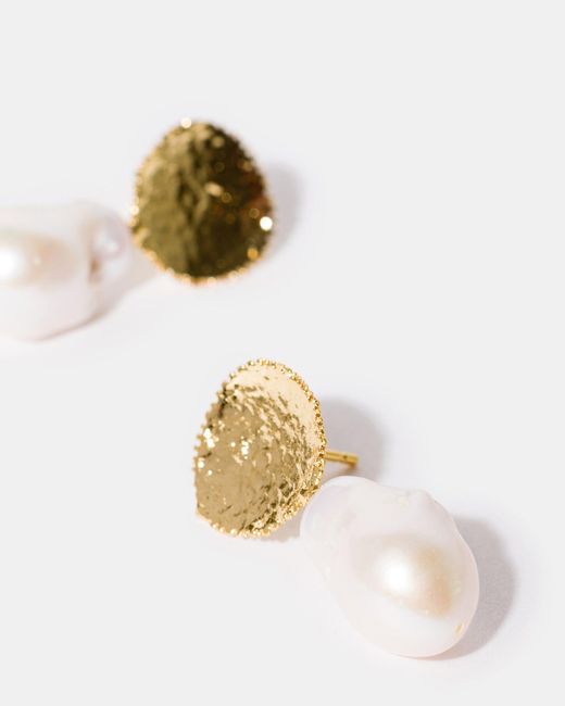 Kybele Studio Metallic Baroque Pearl Drop Earrings