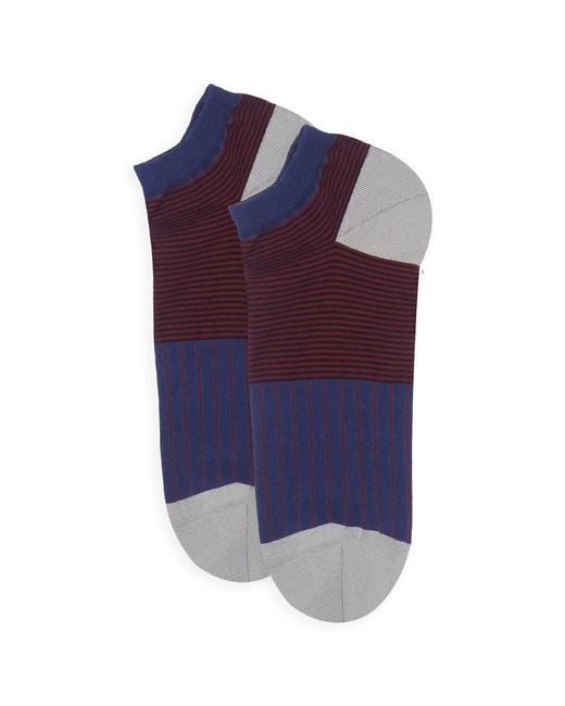 Peper Harow - Made in England Blue Oxford Stripe & Trainer Socks Bundle for men